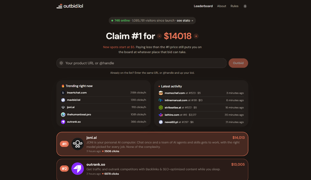 How Outbid Made $100K in 48 Hours: Inside the Viral Pay-to-Rank Leaderboard Phenomenon