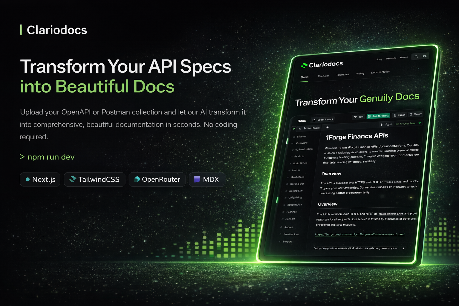 Clario Docs — API Documentation Generator