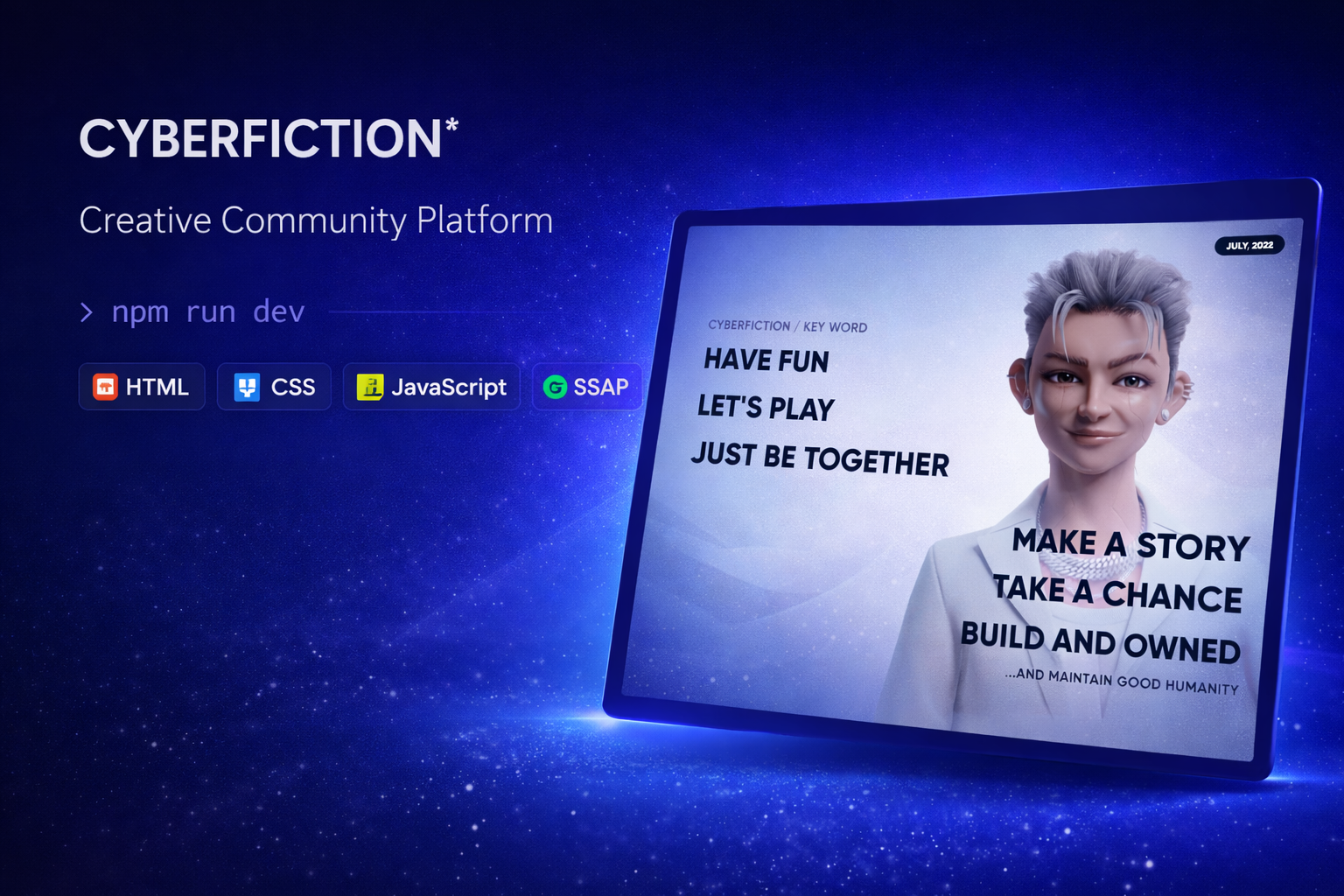 Cyberfiction Clone — 3D Scroll-Animated Experience